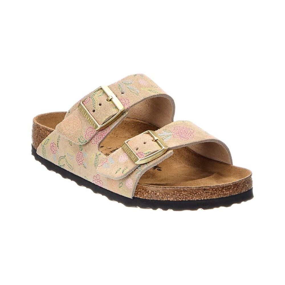 Birkenstock Arizona Flowers Sandcastle Suede Sandal, Tan